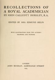 Front cover of Recollections of a royal academician by John Callcott Horsley