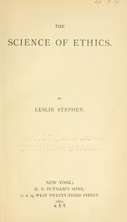 Cover of The science of ethics by Sir Leslie Stephen