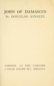 Front cover of John of Damascus by Ainslie, Douglas