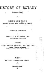 Cover of Geschichte der Botanik. by Sachs, Julius