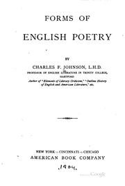 Front cover of Forms of English poetry by Charles Frederick Johnson