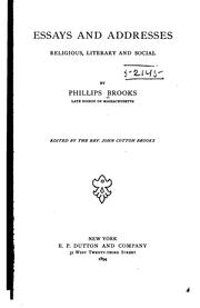 Cover of Essays and addresses by Phillips Brooks