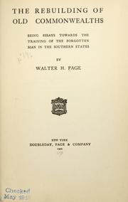 Cover of The rebuilding of old commonwealths by Walter Hines Page