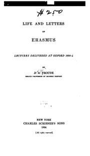 Front cover of Life and letters of Erasmus by James Anthony Froude