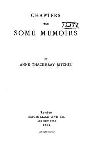 Cover of Chapters from some memoirs by Anne Thackeray Ritchie