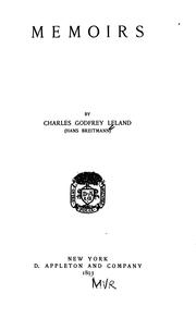 Cover of Memoirs by Charles Godfrey Leland