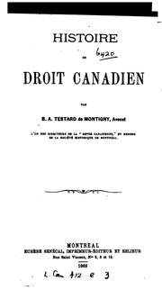 Front cover of Histoire du droit canadien by B. A. T. de Montigny