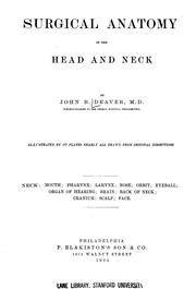 Front cover of Surgical anatomy of the head and neck by John B. Deaver