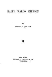 Front cover of Ralph Waldo Emerson by Sarah Knowles Bolton