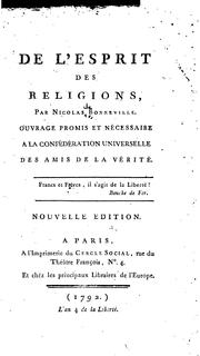Front cover of De l'esprit des religions by Nicolas de Bonneville