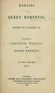 Front cover of Memoirs of Queen Hortense, mother of Napoleon III by Wraxall, Lascelles Sir