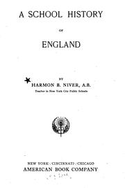 Front cover of A school history of England by Harmon B. Niver