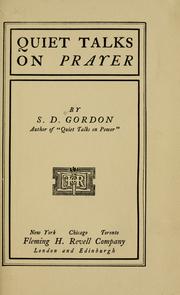 Front cover of Quiet talks on prayer by Samuel Dickey Gordon