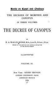 Front cover of The decrees of Memphis and Canopus by E. A. Wallis Budge