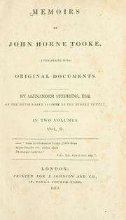 Front cover of Memoirs of John Horne Tooke by Alexander Stephens