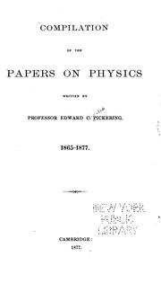 Front cover of Compilation of the papers on physics by Edward Charles Pickering