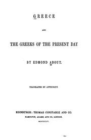 Front cover of Greece and the Greeks of the present day by Edmond About
