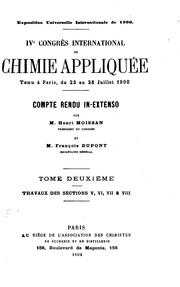 Front cover of Compte rendu in-extenso by International Congress of Pure and Applied Chemistry (4th 1900 Paris)