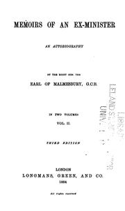Front cover of Memoirs of an ex-minister by Malmesbury, James Howard Harris Earl of