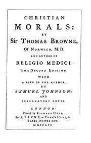 Cover of Christian morals by Thomas Browne