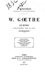 Front cover of W. Gœthe by Alfred Mézières