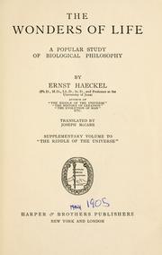 Cover of The wonders of life by Ernst Heinrich Philipp August Haeckel