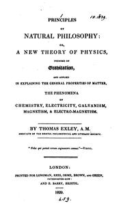 Front cover of Principles of natural philosophy, or, A new theory of physics by Exley, Thomas