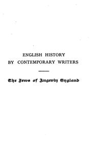 Front cover of The Jews of Angevin England by Joseph Jacobs