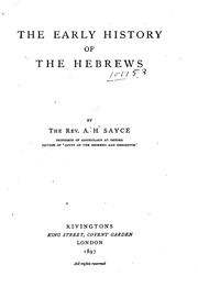Cover of The early history of the Hebrews by Archibald Henry Sayce