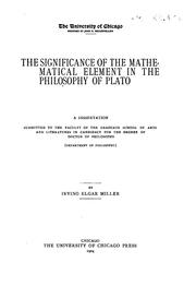 Cover of The significance of the mathematical element in the philosophy of Plato by Irving Elgar Miller