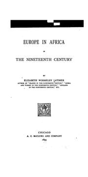 Cover of Europe in Africa in the nineteenth century by Elizabeth Wormeley Latimer