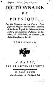 Front cover of Dictionnaire de physique by Sigaud de La Fond M.