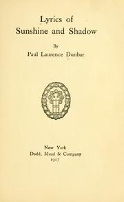 Cover of Lyrics of sunshine and shadow by Paul Laurence Dunbar