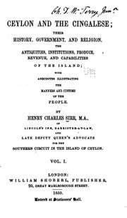 Front cover of Ceylon and the Cingalese by Sirr, Henry Charles