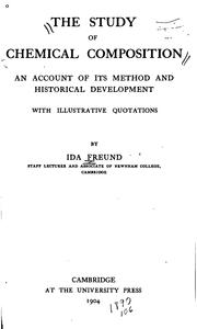 Front cover of The study of chemical composition by Freund, Ida.