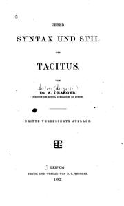 Cover of Ueber Syntax und Stil des Tacitus by Anton August Draeger