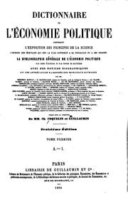 Front cover of Dictionnaire de l'économie politique by Charles Coquelin