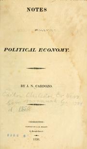 Front cover of Notes on political economy by Jacob N. Cardozo