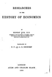 Cover of Researches in the history of economics by Ernest Nys