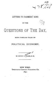 Front cover of Letters to farmers' sons on the questions of the day by Henry S. Chase