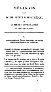 Cover of Mélanges tirés d'une petite bibliothèque by Charles Nodier