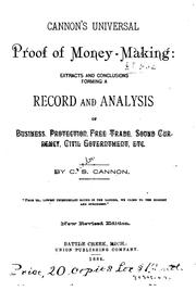 Front cover of Cannon's universal proof of money making by Corodon S. Cannon