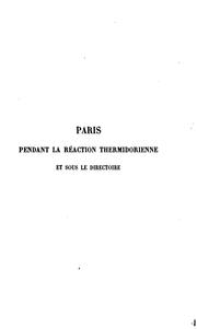 Cover of Paris pendant la réaction thermidorienne et sous le Directoire by F.-A Aulard
