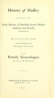 Front cover of History of Hadley by Sylvester Judd