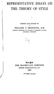 Cover of Representative essays on the theory of style by W. T. Brewster