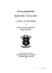 Cover of Rhode Island by Irving Berdine Richman