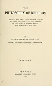 Cover of The philosophy of religion by Ladd, George Trumbull