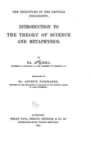 Cover of The principles of the critical philosophy by Riehl, Alois