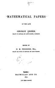 Front cover of Mathematical papers of the late George Green by Green, George