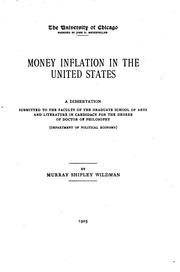 Front cover of Money inflation in the United States by Murray Shipley Wildman